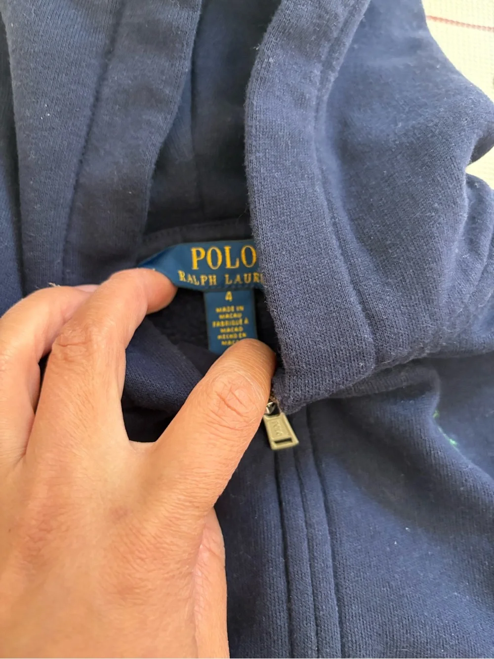 Ralph Lauren Navy Zip Hoodie with Polo Pony Embroidery